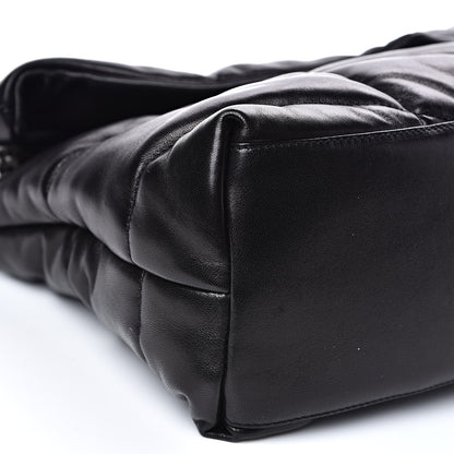 Saint Laurent Lambskin Quilted Medium Loulou Puffer Monogram Chain Satchel Black 9 of 14