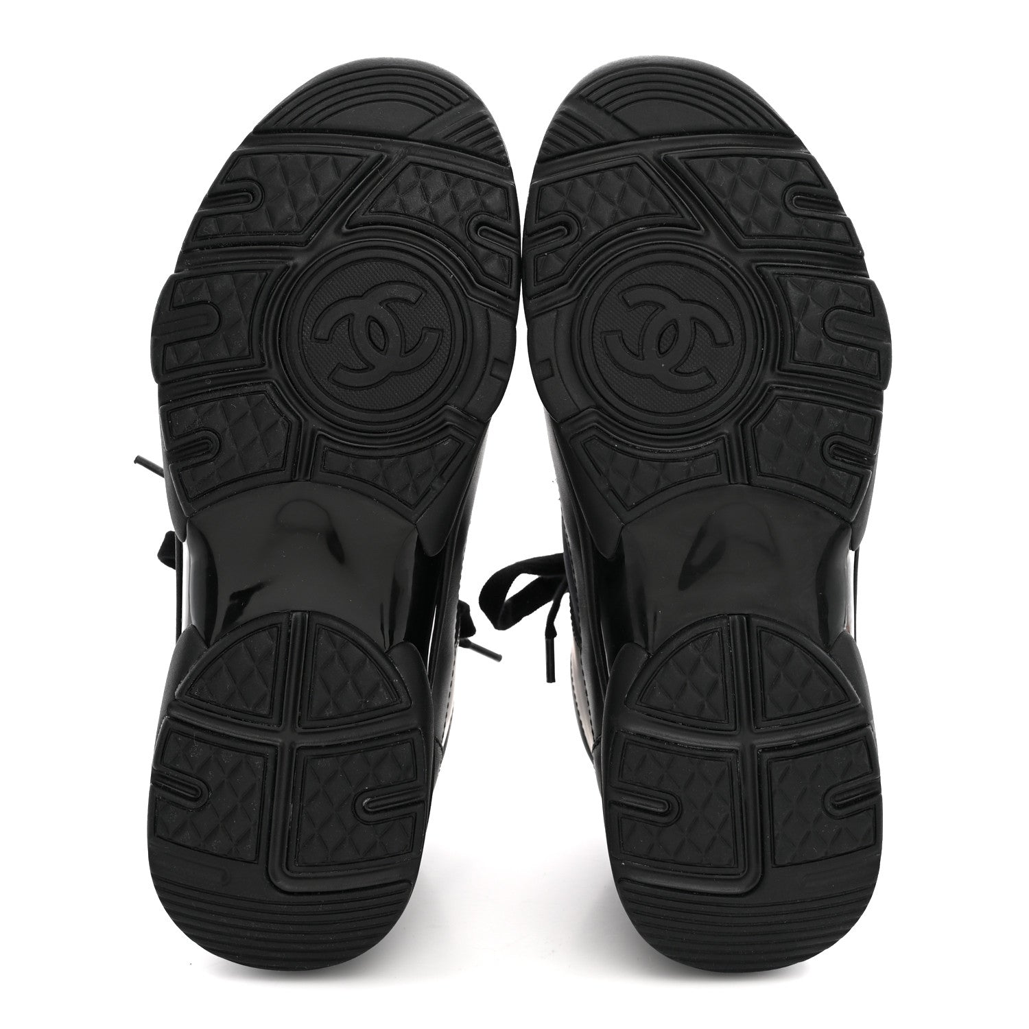 Chanel Lambskin Fabric CC Sneakers 37.5 Black 6 of 9
