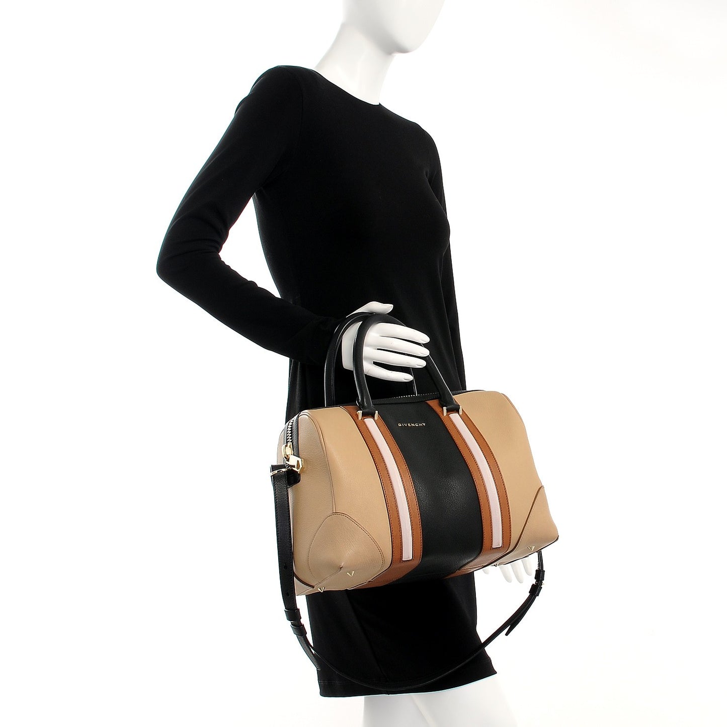Goatskin Colorblock Medium Lucrezia Beige Black