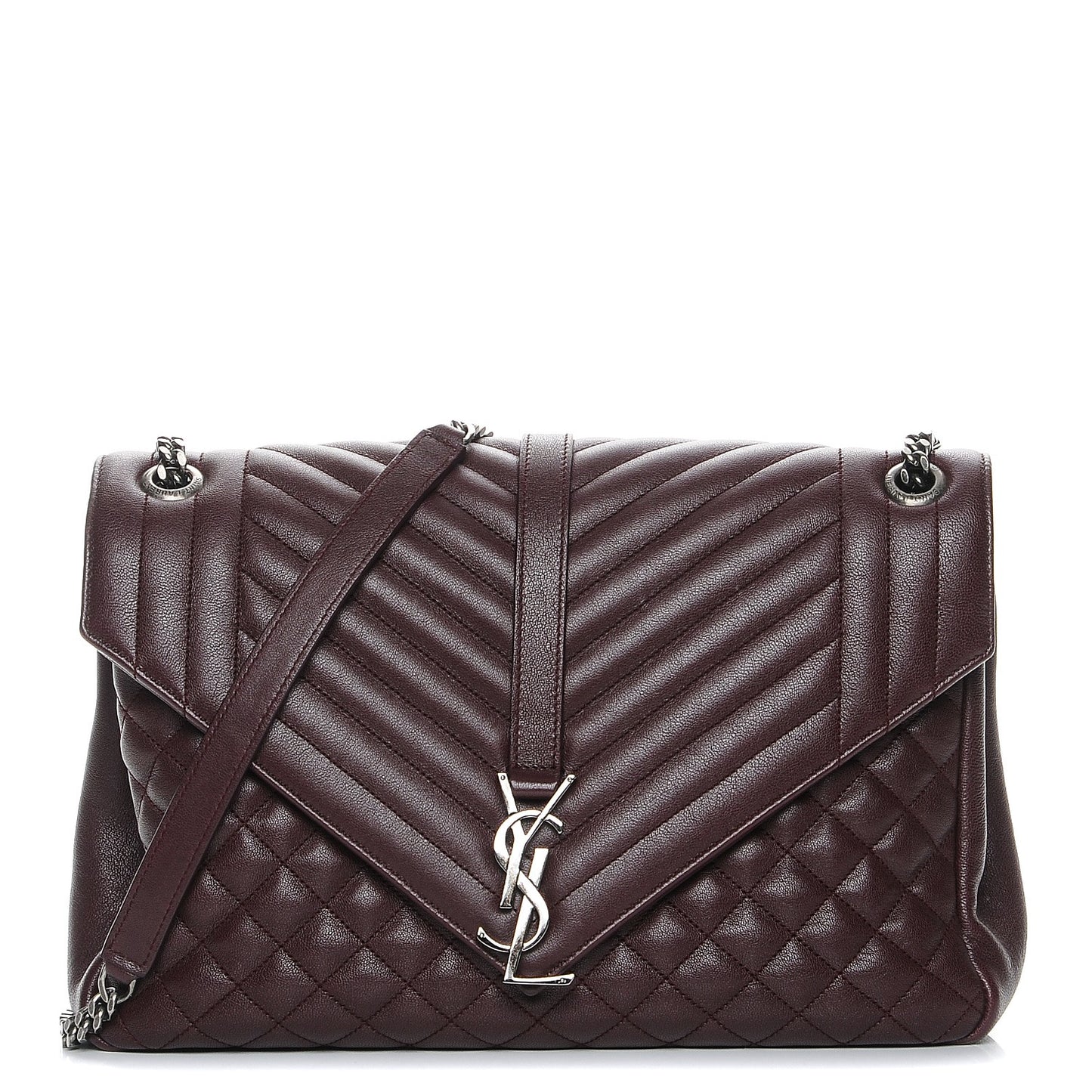 Calfskin Mixed Matelasse Triquilt Large Monogram Envelope Satchel Bordeaux