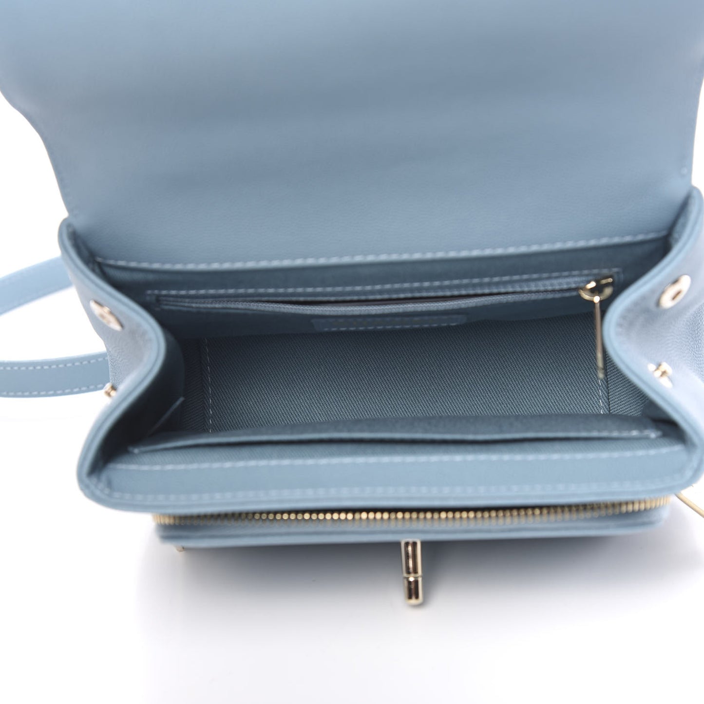 Caviar Quilted Small Business Affinity Flap Light Blue