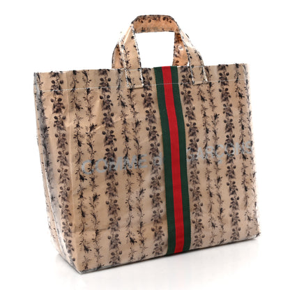 Gucci X COME DE GARCONS Plastic Web Floral Paper Shopper Tote 3 of 9