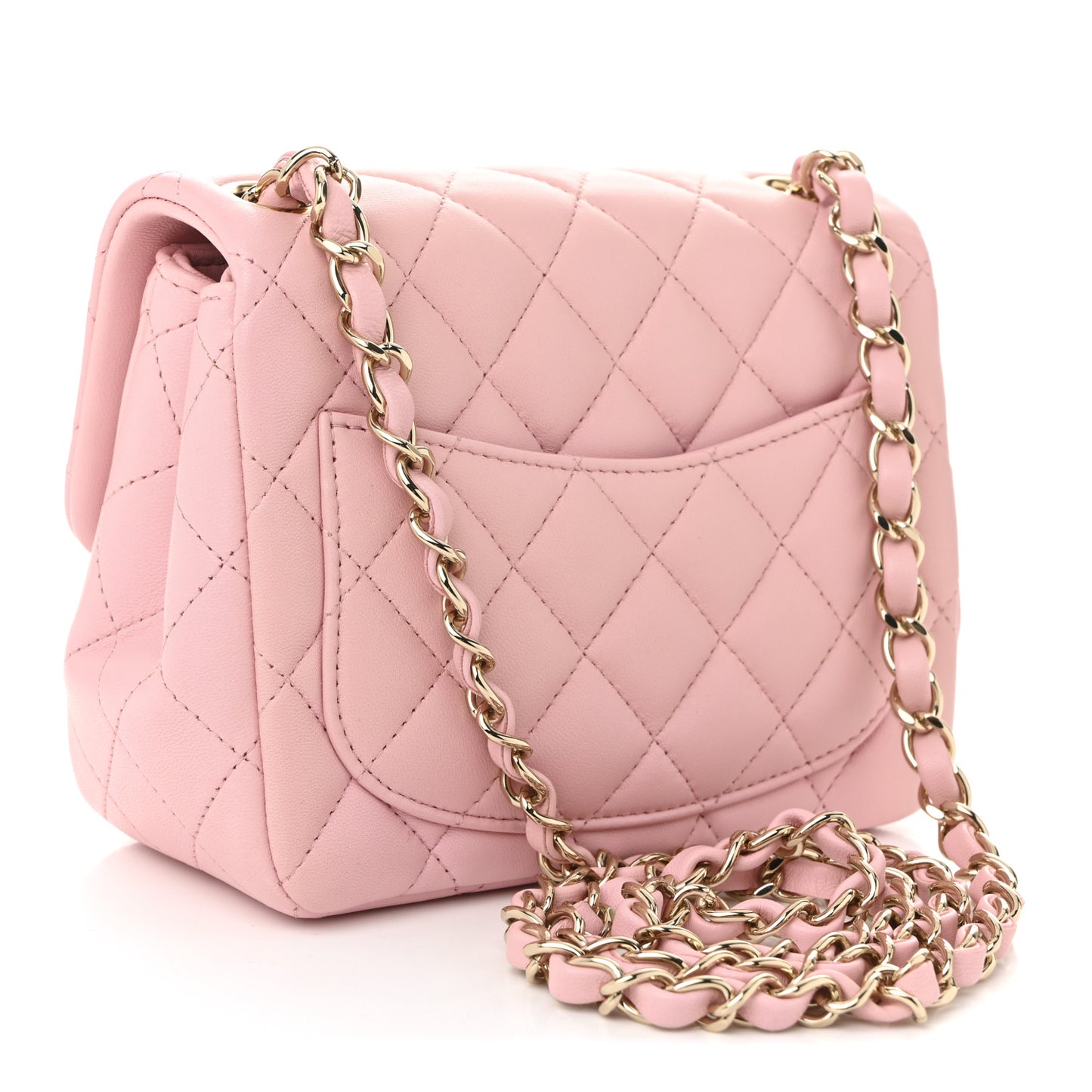 Lambskin Quilted Mini Square Flap Light Pink