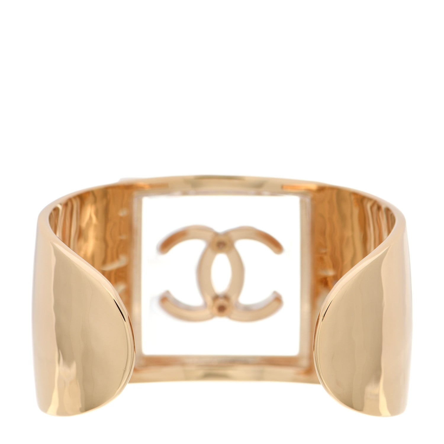 Chanel Resin CC Cuff Transparent Gold 3 of 6