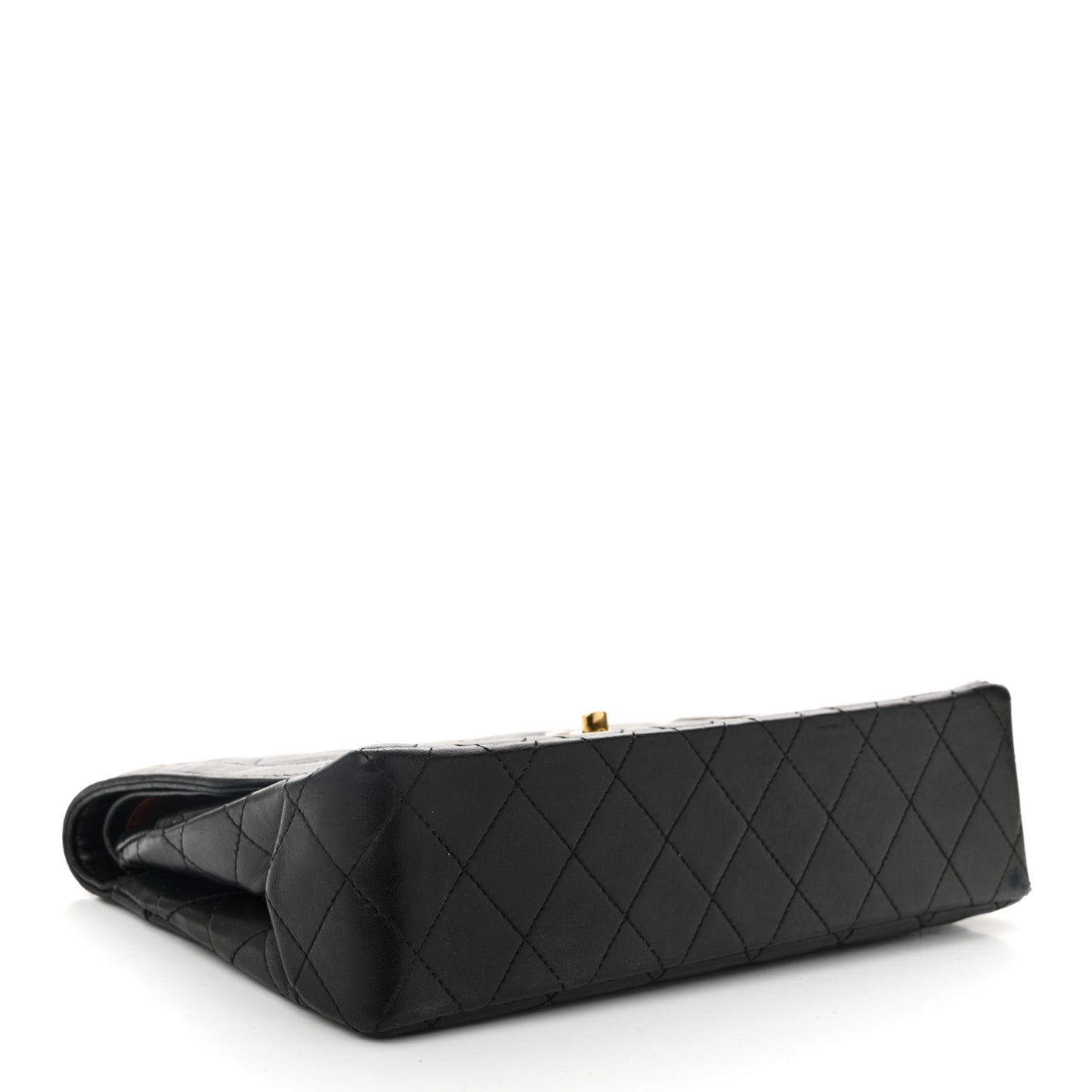 Lambskin Quilted Medium Double Flap Bag Black