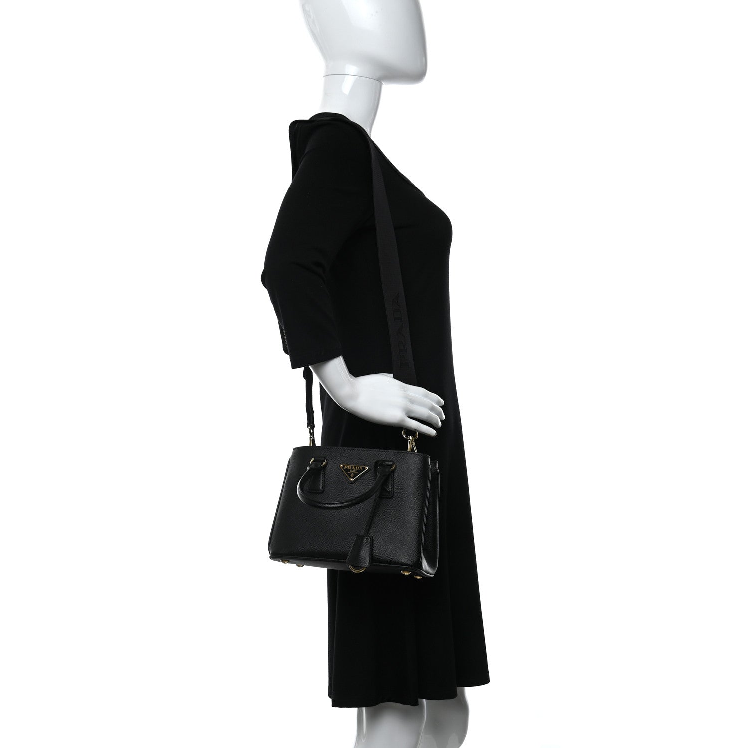 Prada Saffiano Lux Micro Galleria Shoulder Bag Black 2 of 12