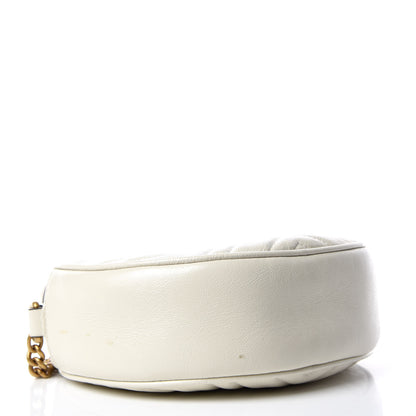 Gucci Calfskin Matelasse Mini GG Marmont Round Shoulder Bag White 4 of 9