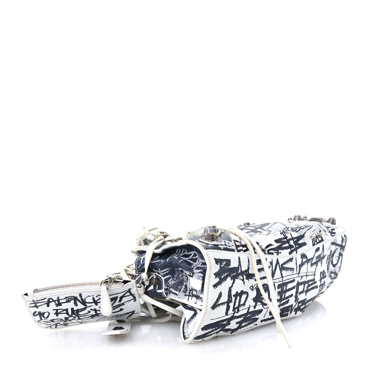 Balenciaga Agneau Arena Graffiti Neo Cagole Handbag XS White Black 5 of 14