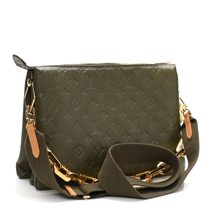 Louis Vuitton Lambskin Embossed Monogram Coussin MM Khaki 2 of 10