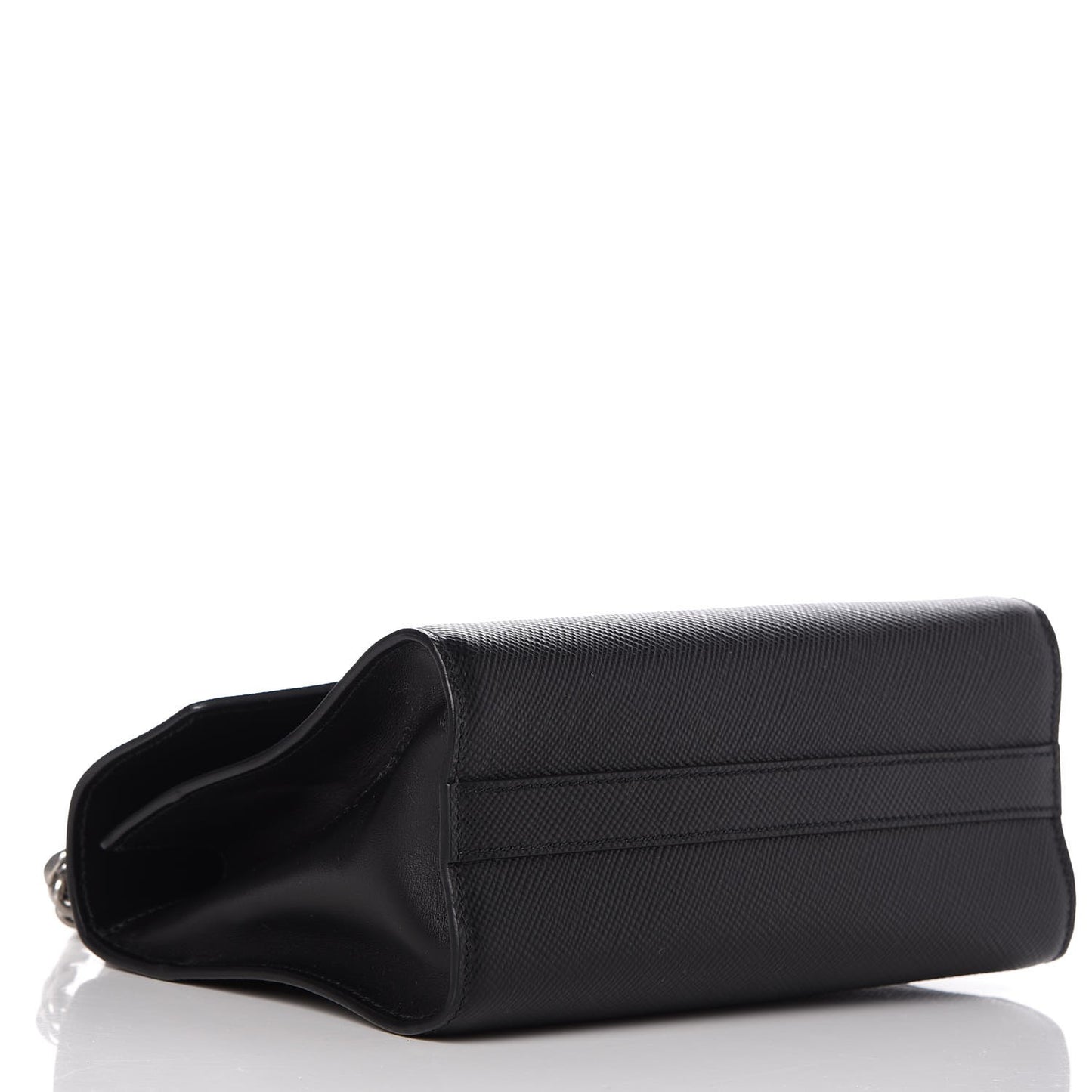 Saffiano Cuir Calfskin Monochrome Envelope Flap Chain Shoulder Bag Black