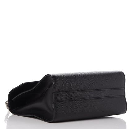 Prada Saffiano Cuir Calfskin Monochrome Envelope Flap Chain Shoulder Bag Black 4 of 7