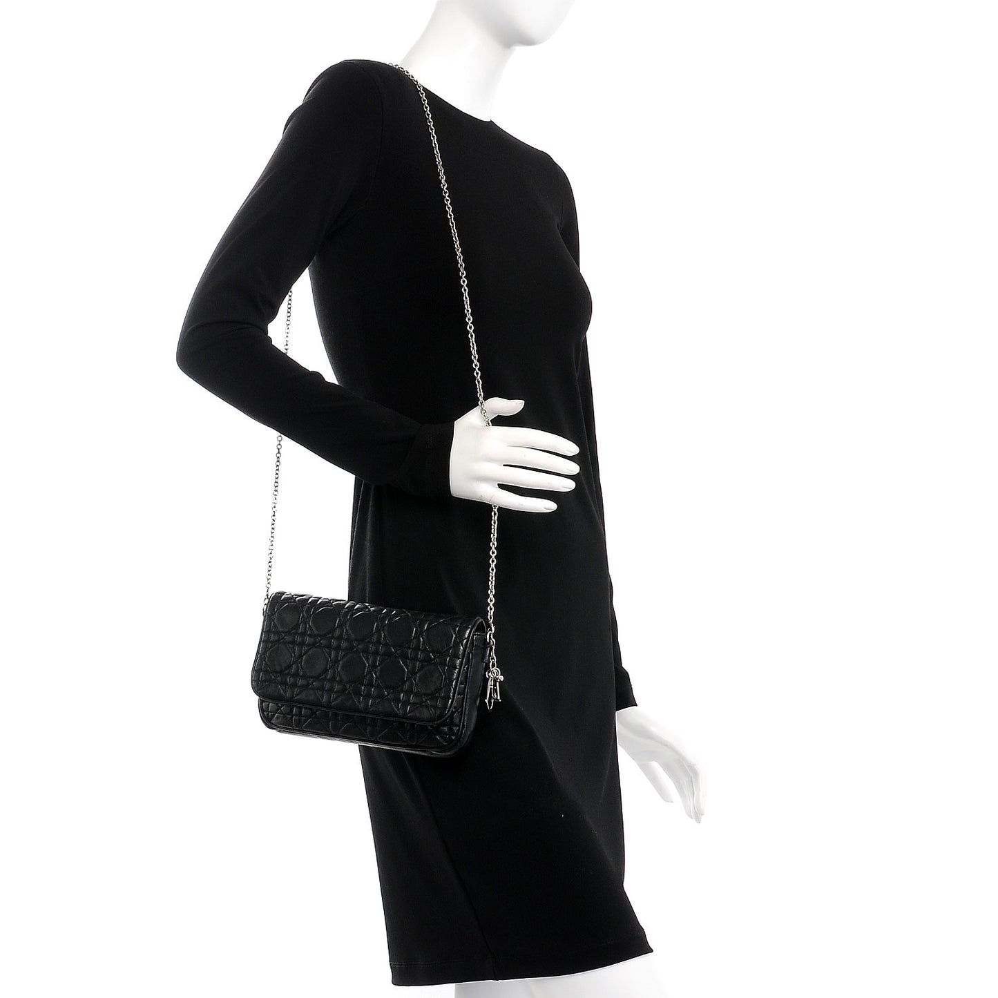 Lambskin Cannage Lady Dior Pochette Black