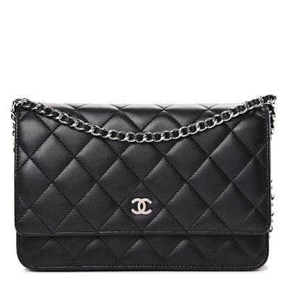Chanel Lambskin Quilted Wallet On Chain WOC Black 1 of 12