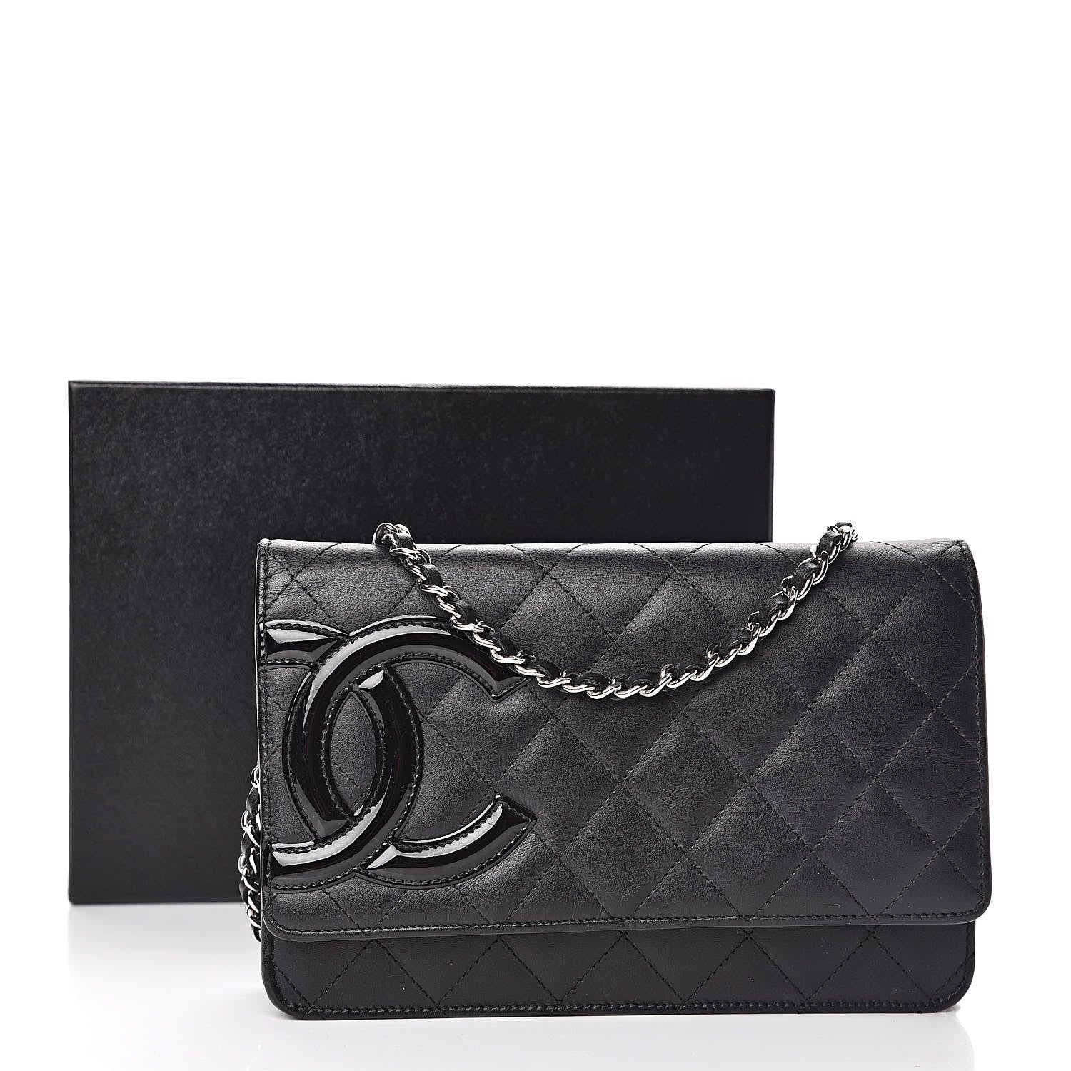 Chanel Calfskin Quilted Cambon Wallet On Chain WOC Black 11 of 11