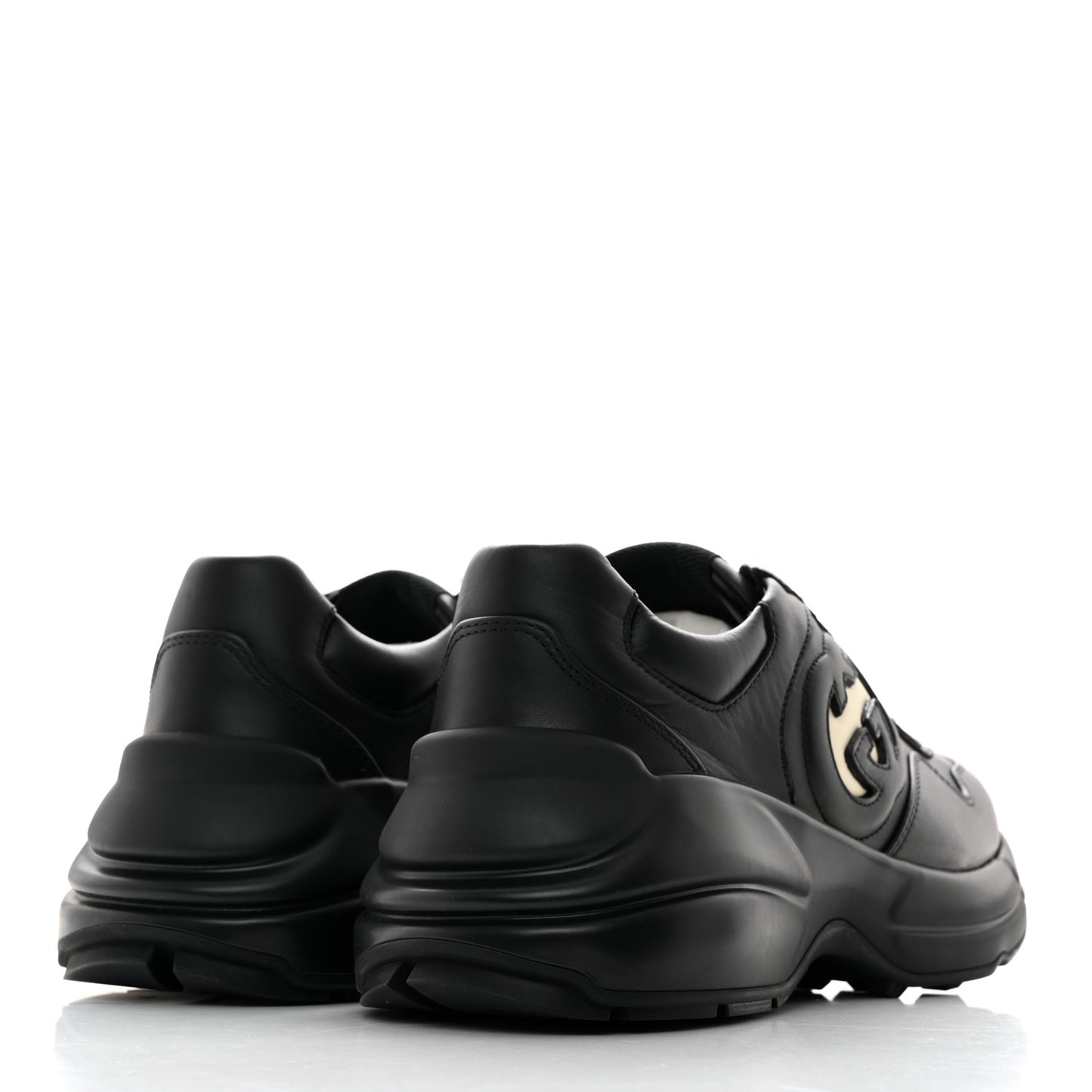 Dali Soft Calfskin Cut Out Interlocking G Womens Rhyton Sneakers 36.5 Black Ivoire