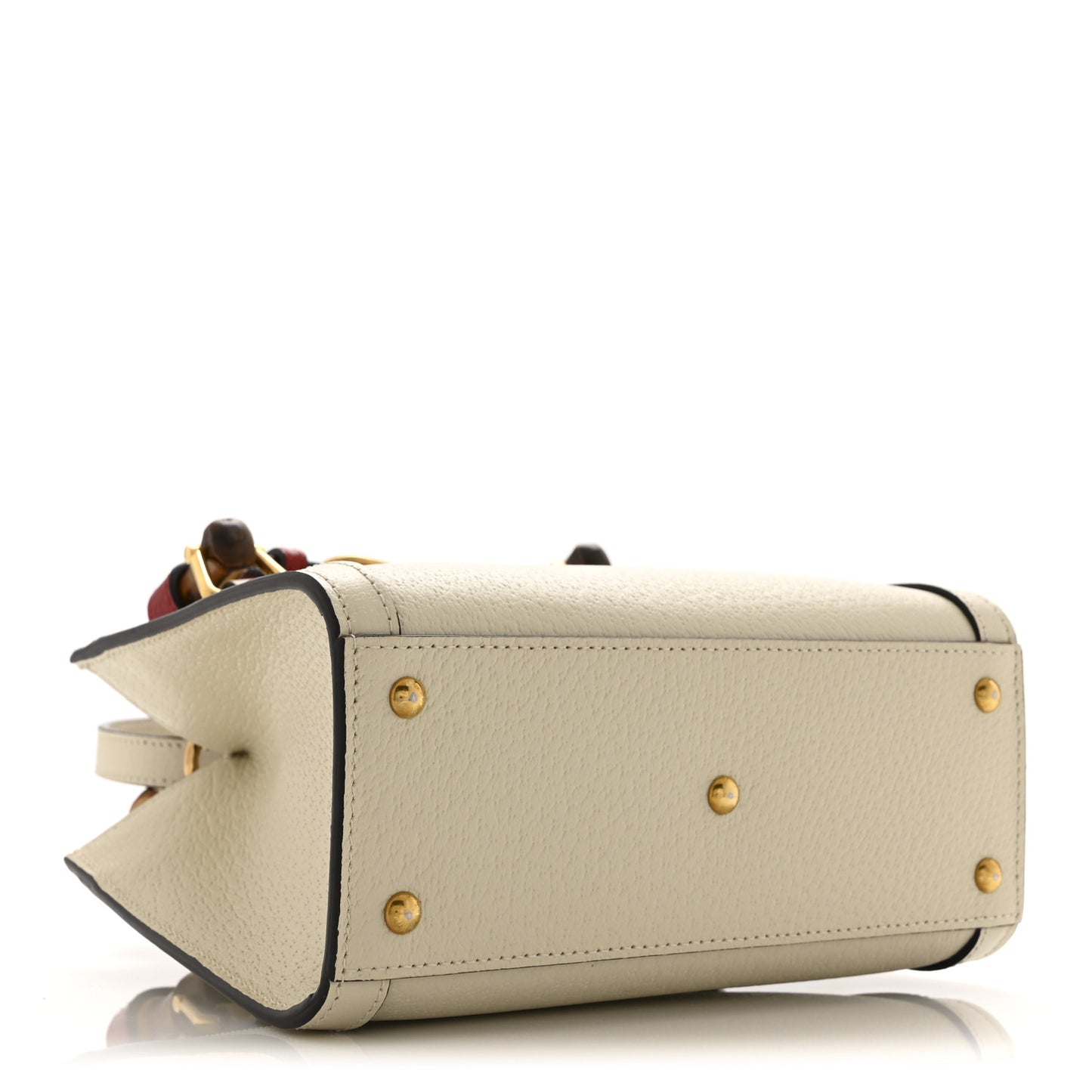 Textured Dollar Calfskin Web Mini Diana Tote Bag Mystic White