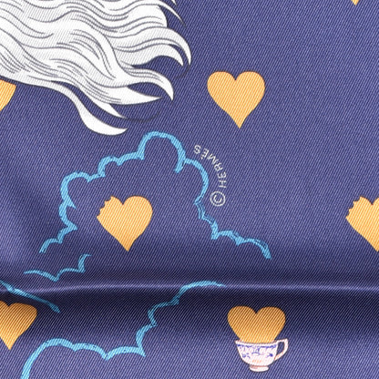 Hermes Silk Tea Time Scarf 70 Marine Vieux Rose 5 of 8