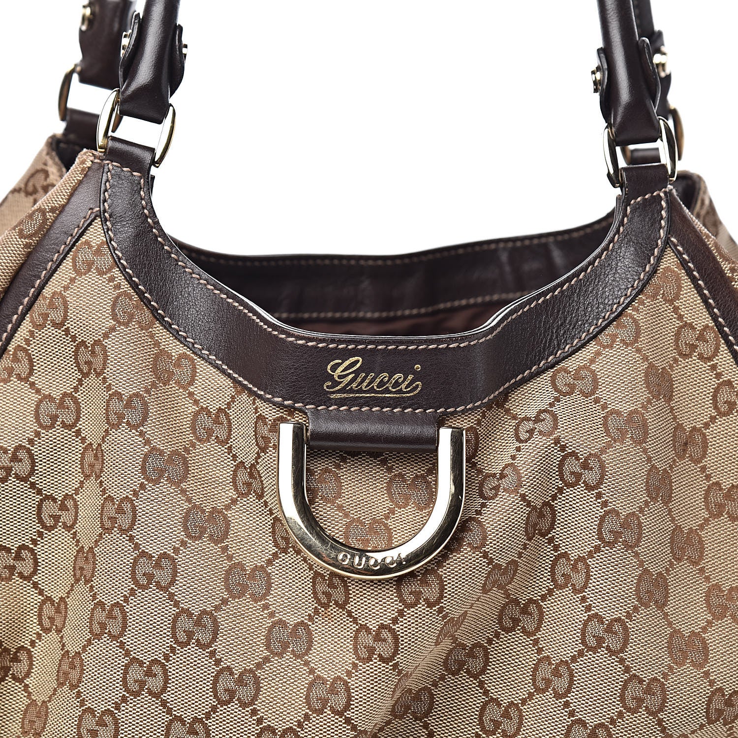 Gucci Monogram Large D Ring Hobo Dark Brown 13 of 15