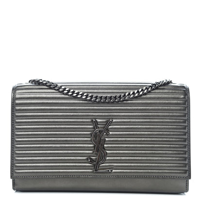 Saint Laurent Ribbed Calfskin Medium Monogram Kate Satchel Anthracite 1 of 11