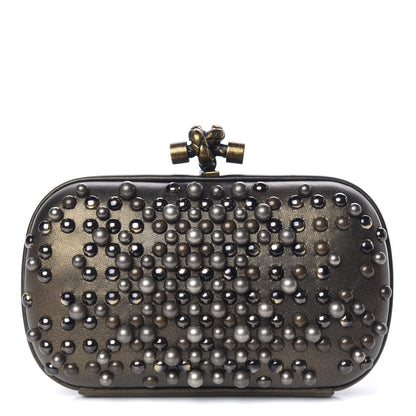 Bottega Veneta Nappa Pearl Embellished Knot Studded Clutch Gold 1 of 8