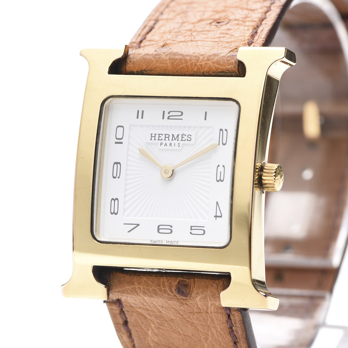 Stainless Steel Ostrich 26mm Heure H Hour Quartz Watch Brown