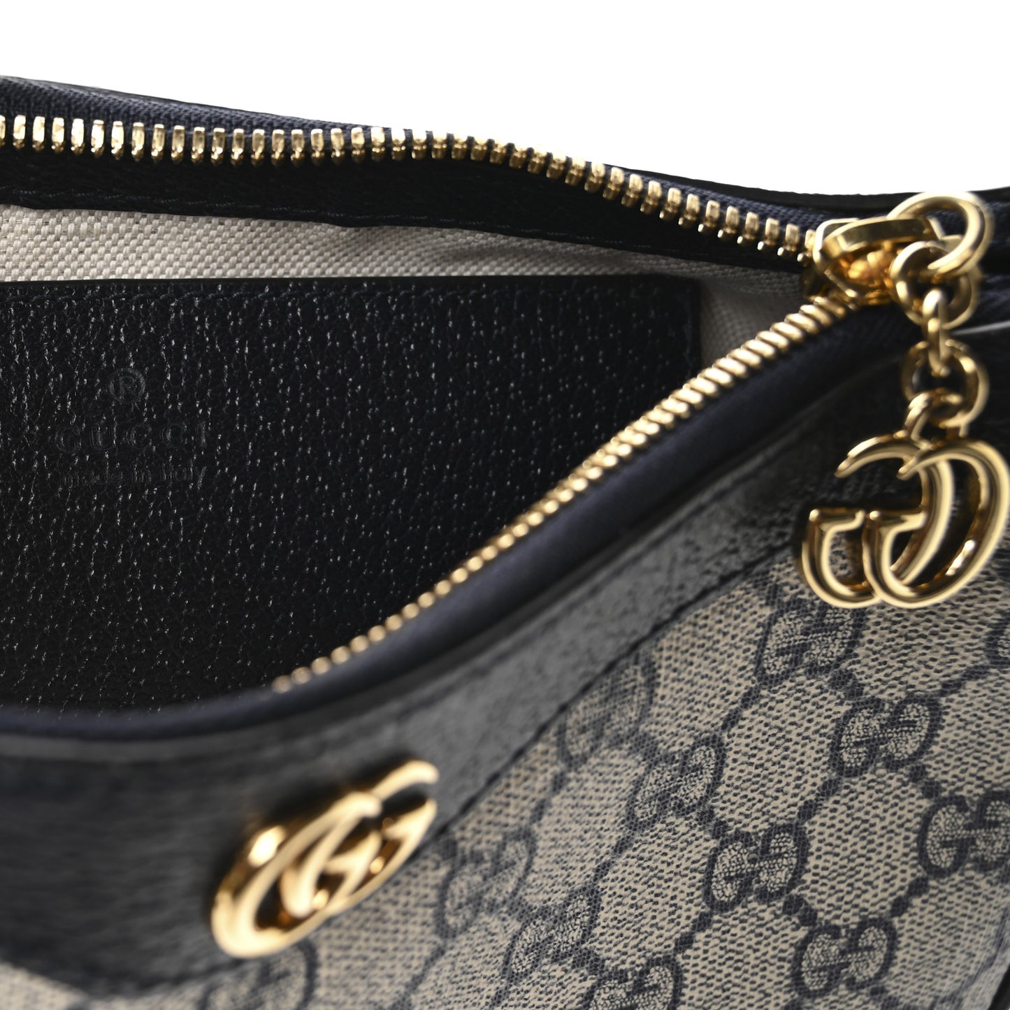 GG Supreme Monogram Textured Dollar Calfskin Web Small Ophidia GG Handbag Beige Blue