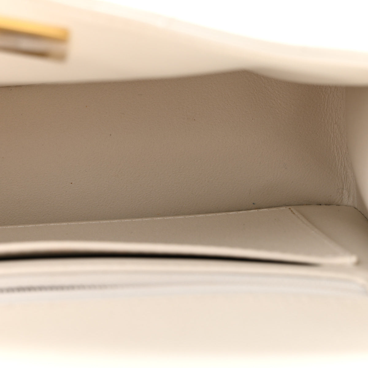 Shiny Caviar Quilted Small Top Handle Flap White