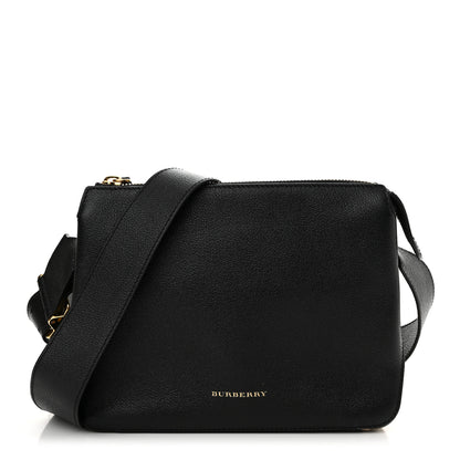 Burberry Soft Grain Calfskin House Check Small Helmsley Crossbody Black 1 of 11