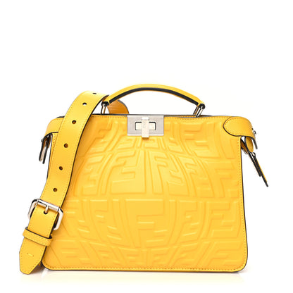 Fendi X SARAH COLEMAN Nappa FF Fish Eye Embossed Mini Peekaboo I SEE U Satchel Mimosa 1 of 11