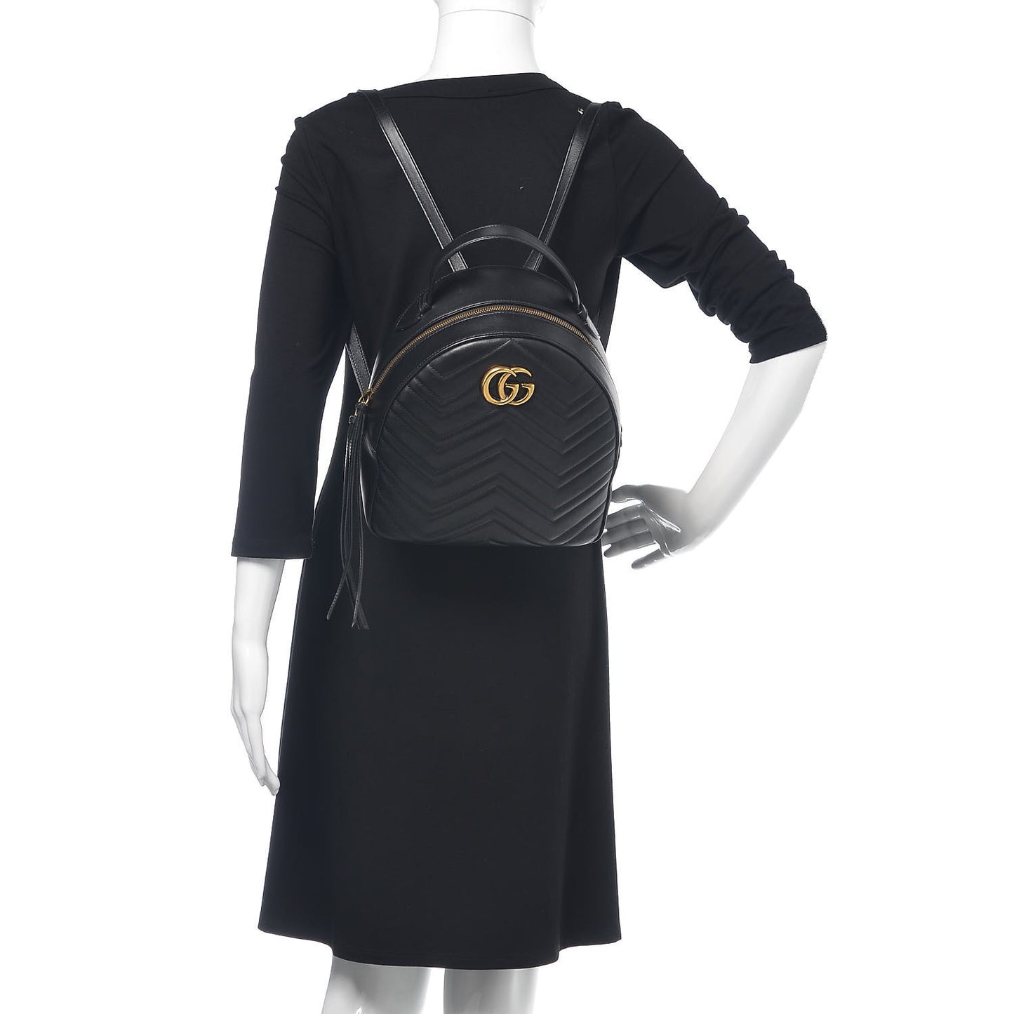 Calfskin Matelasse GG Marmont Backpack Black