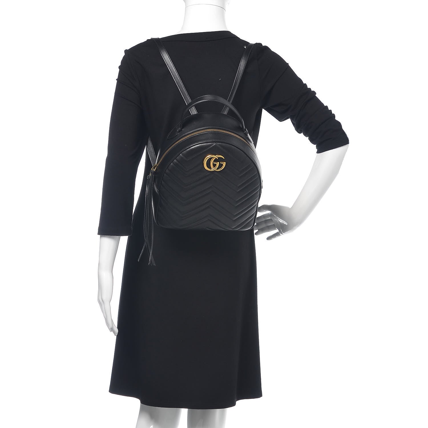 Gucci Calfskin Matelasse GG Marmont Backpack Black 2 of 17