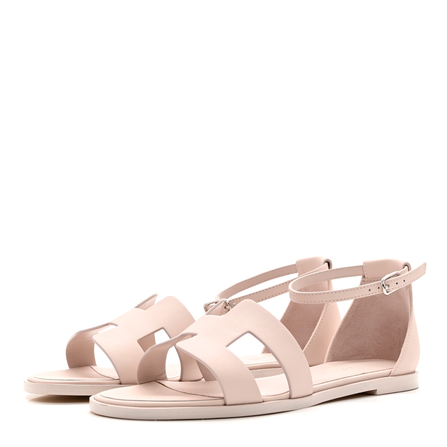 Hermes Calfskin Santorini Sandals 37.5 Rose Petale 3 of 8