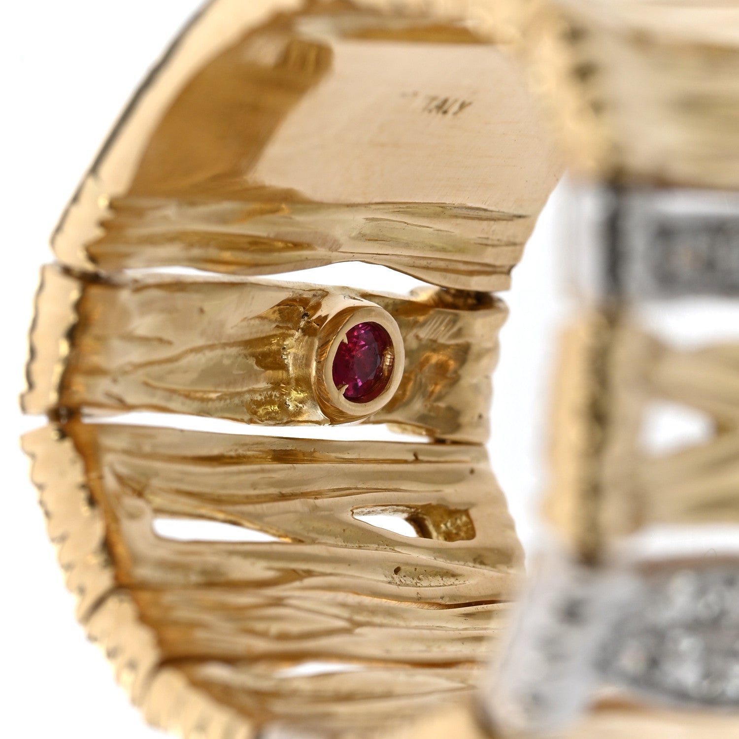 Roberto Coin 18K Yellow White Gold Diamond Elephantino Ring 54 7 4 of 5