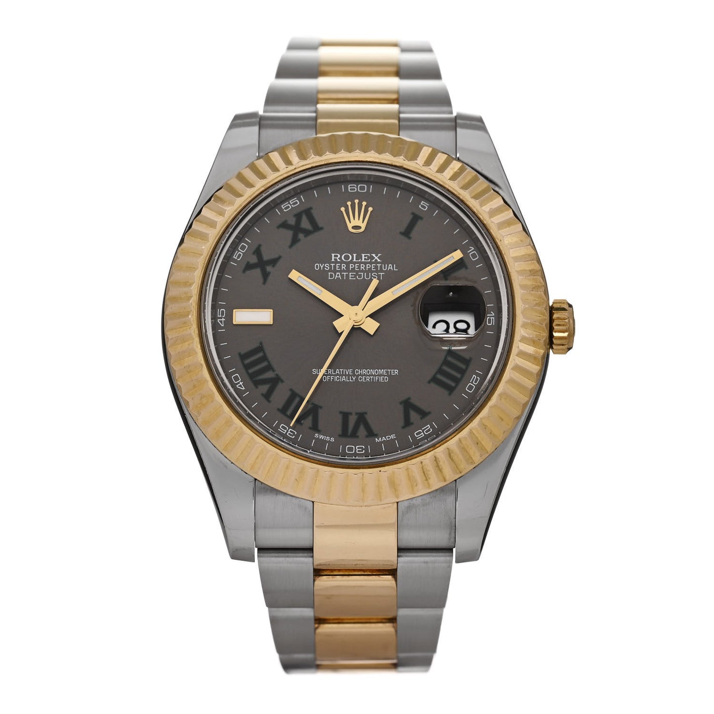 Stainless Steel 18K Yellow Gold 41mm Oyster Perpetual Datejust II Watch Slate 116333