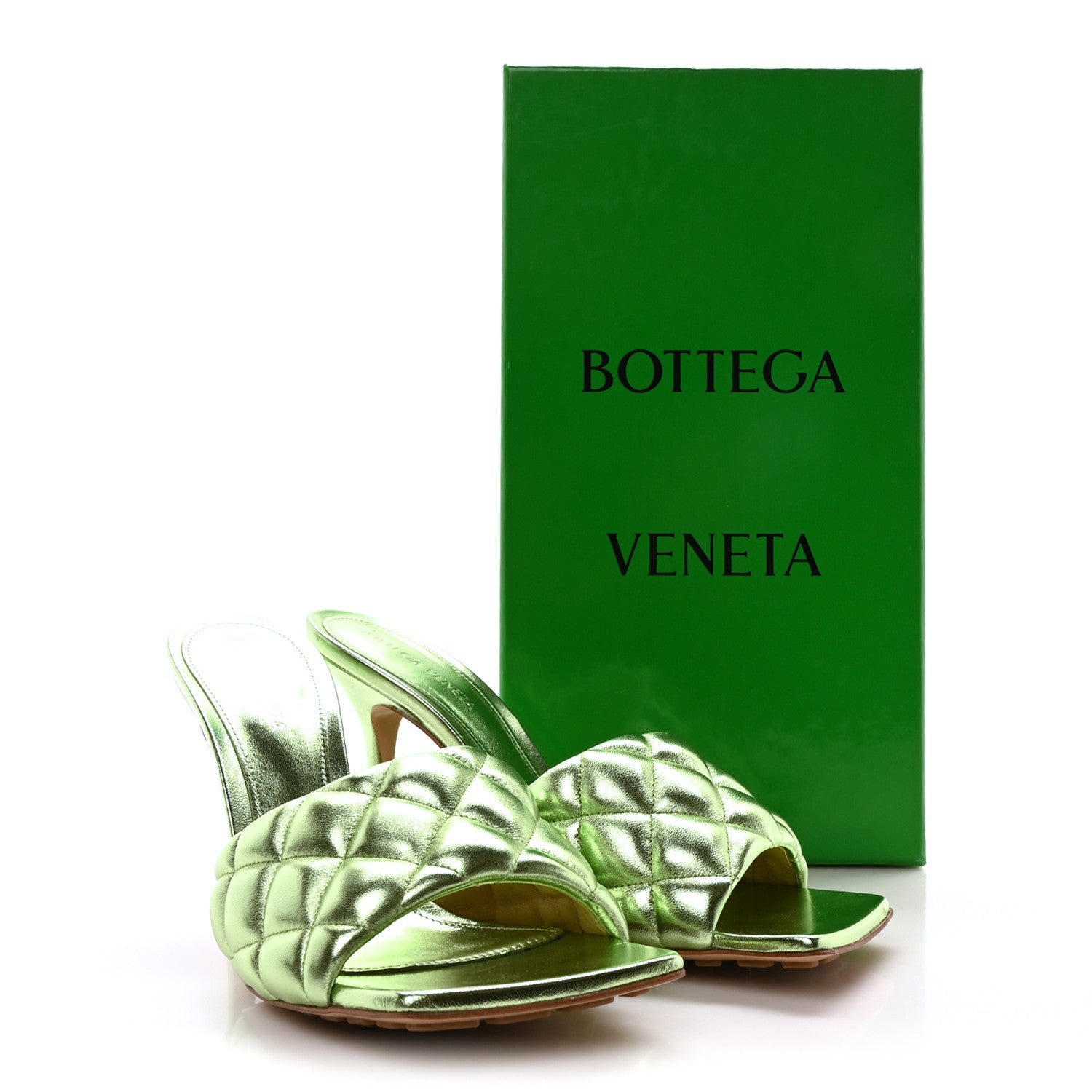 Bottega Veneta Metallic Nappa Reflection Matelasse Padded Mule Sandals 39 Pistachio 8 of 8