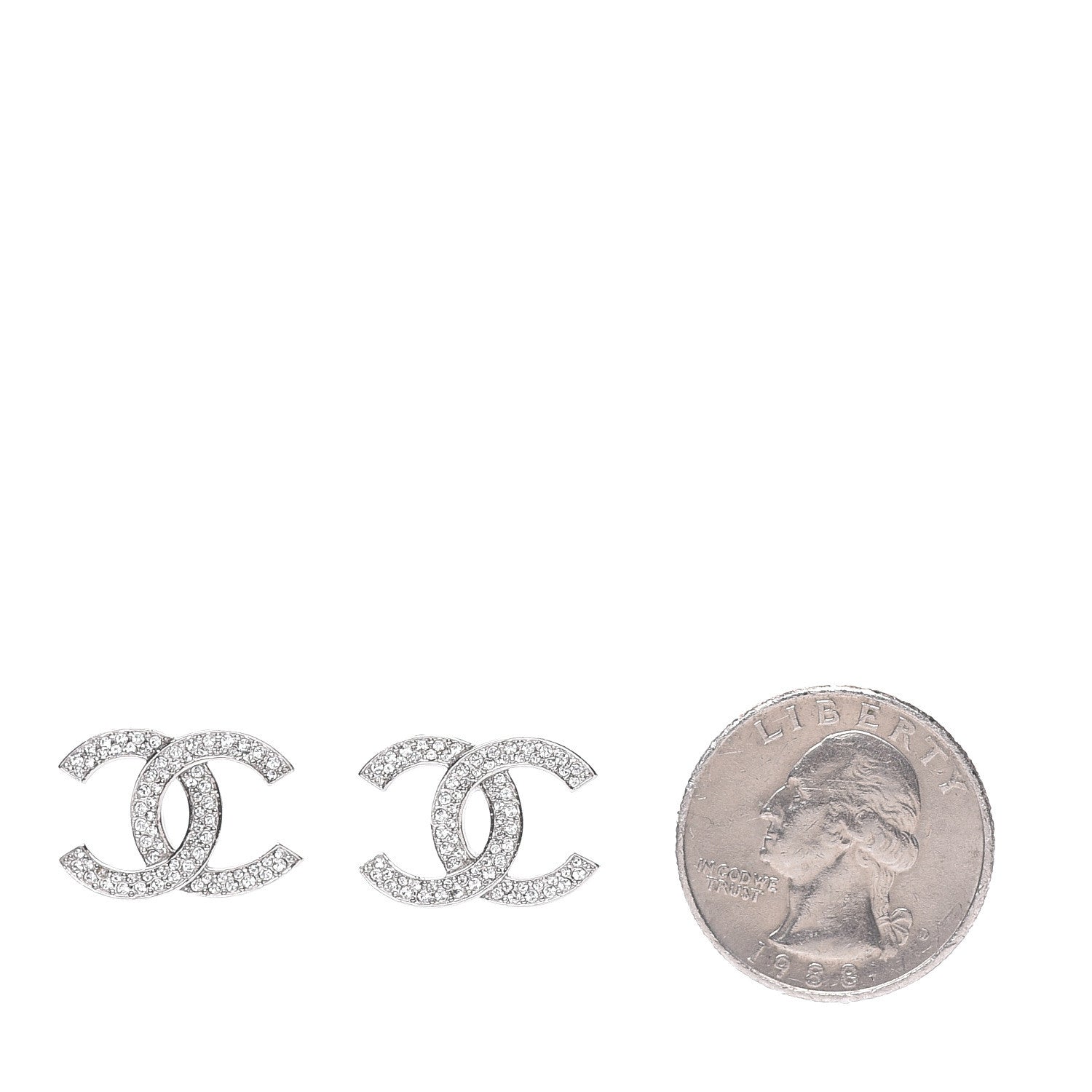 Chanel Crystal Palais Garnier CC Earrings Silver 2 of 5