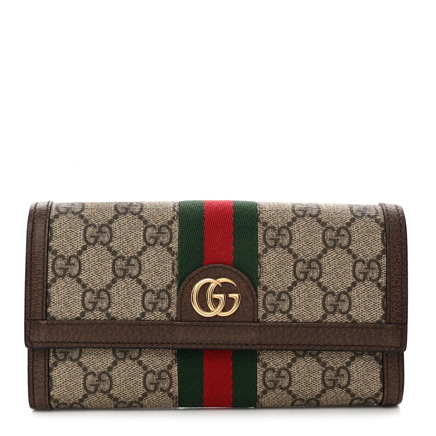 GG Supreme Monogram Web Ophidia Continental Wallet Brown