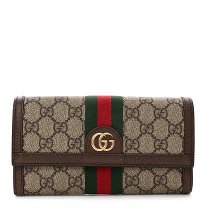 Gucci GG Supreme Monogram Web Ophidia Continental Wallet Brown 1 of 7