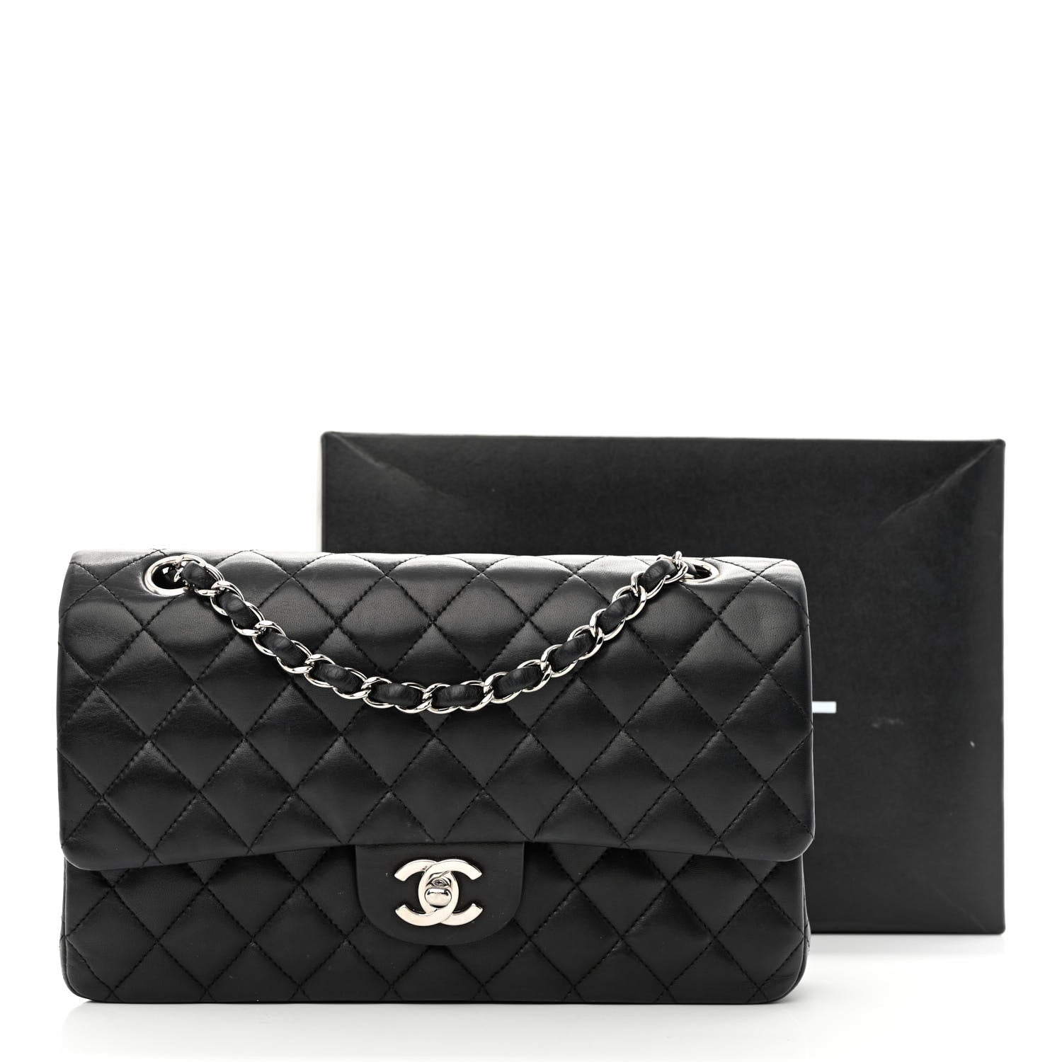 Chanel Lambskin Quilted Medium Double Flap Black 13 of 13