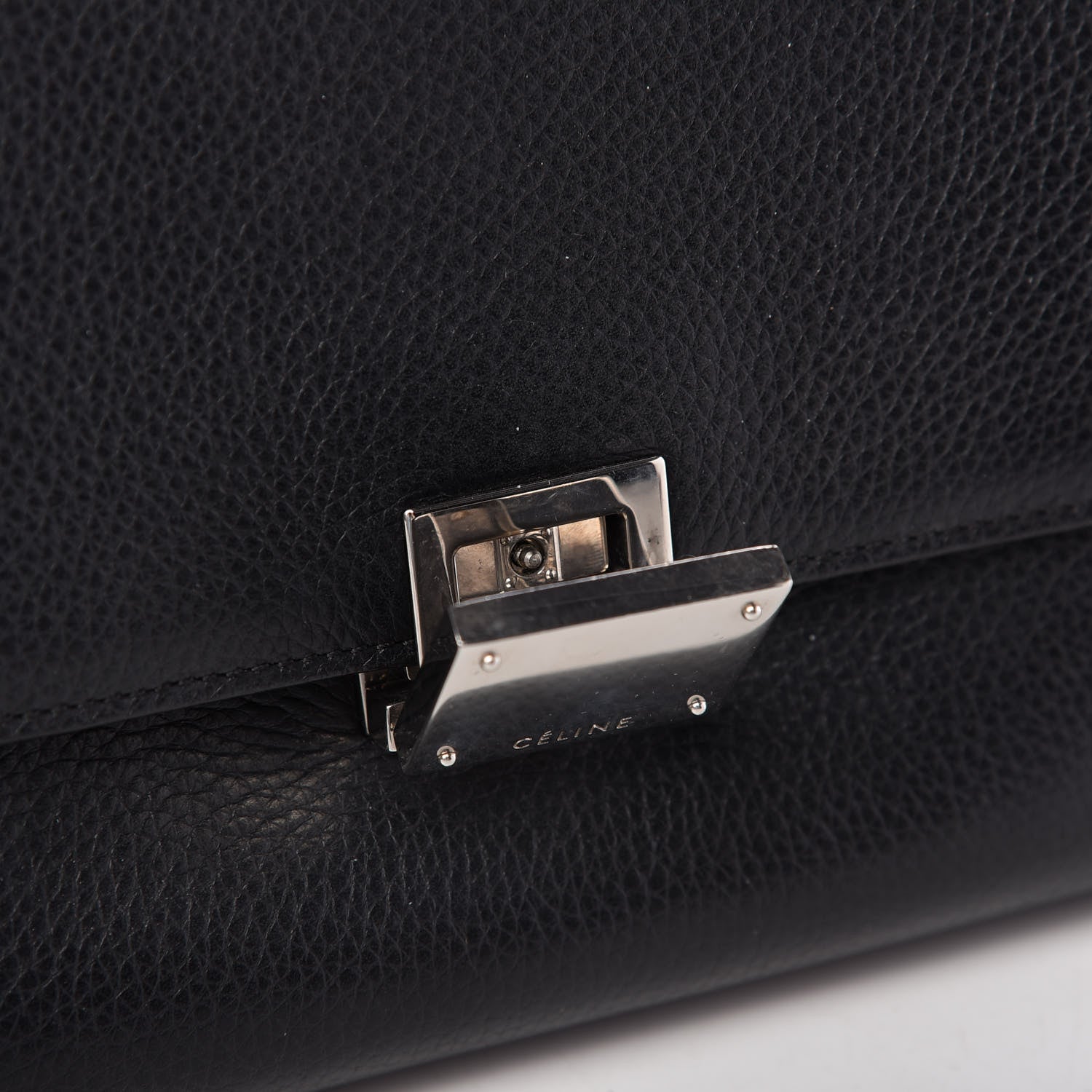 Celine Drummed Calfskin Suede Small Trapeze Black 10 of 10