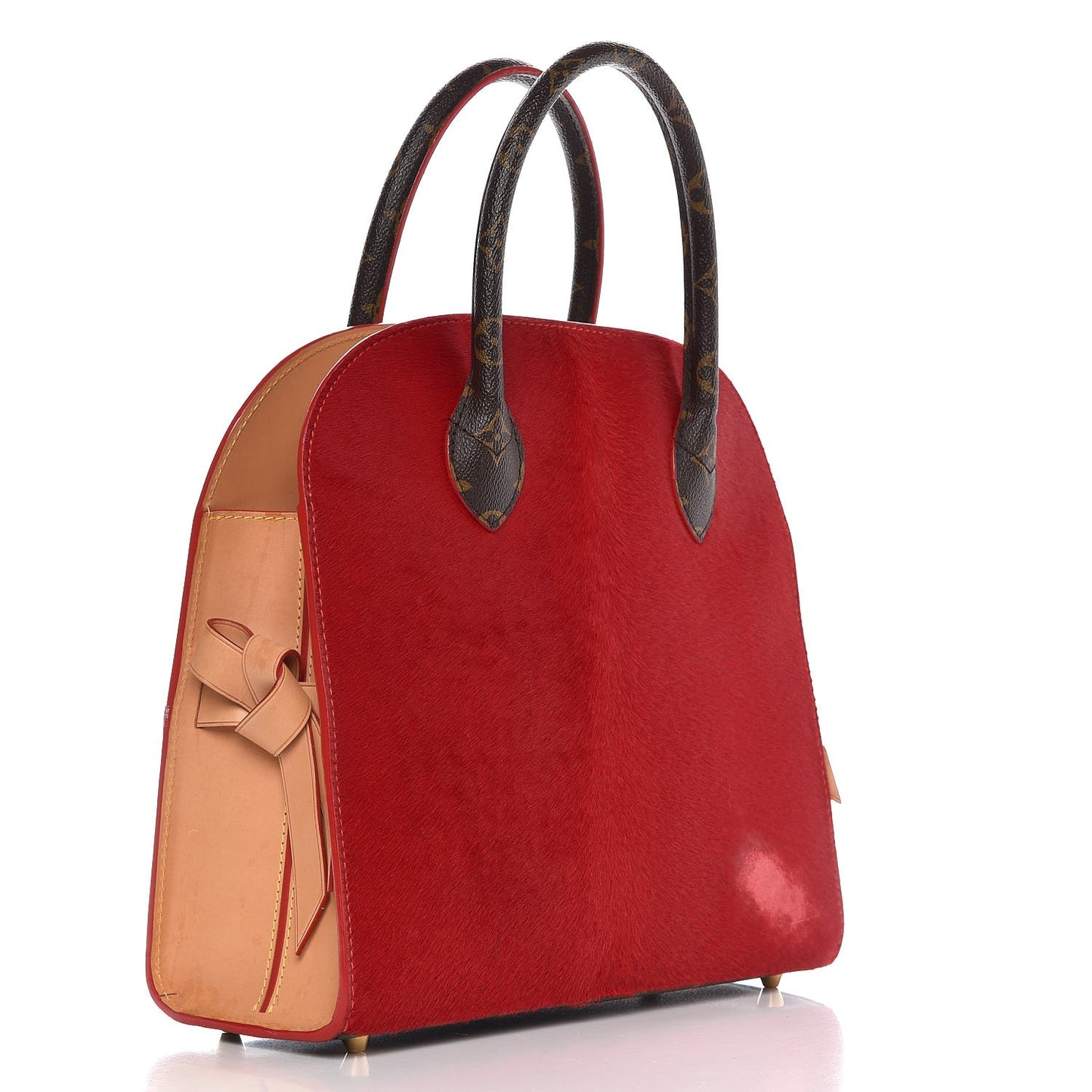 Monogram Calf Hair Spikes Iconoclasts Christian Louboutin Tote Red
