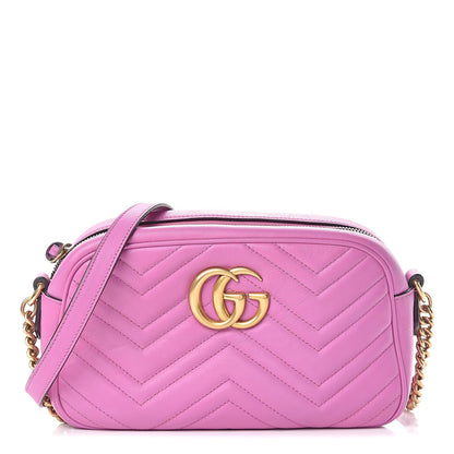 Gucci Calfskin Matelasse Small GG Marmont Chain Shoulder Bag Candy Mousse 1 of 12