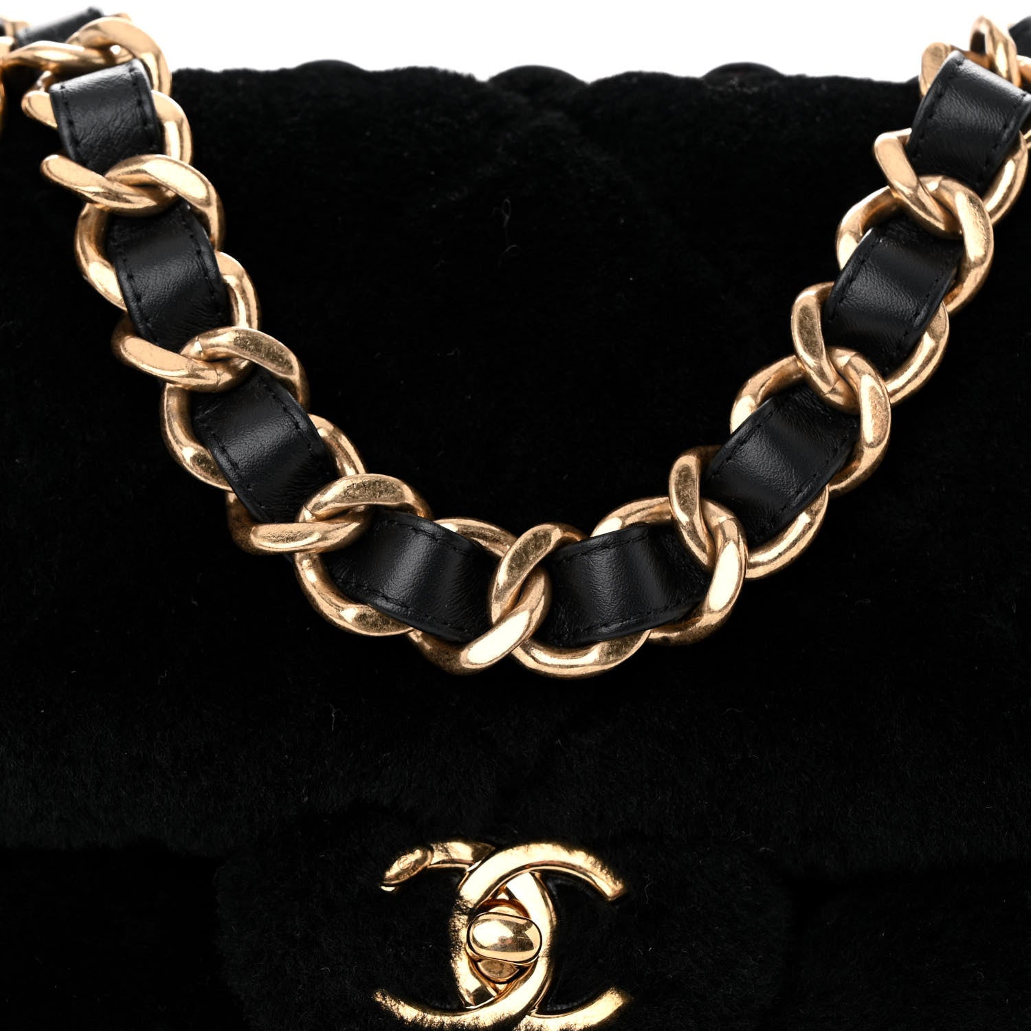 Chanel Shearling Lambskin Quilted Chain Top Handle Flap Black 8 of 11