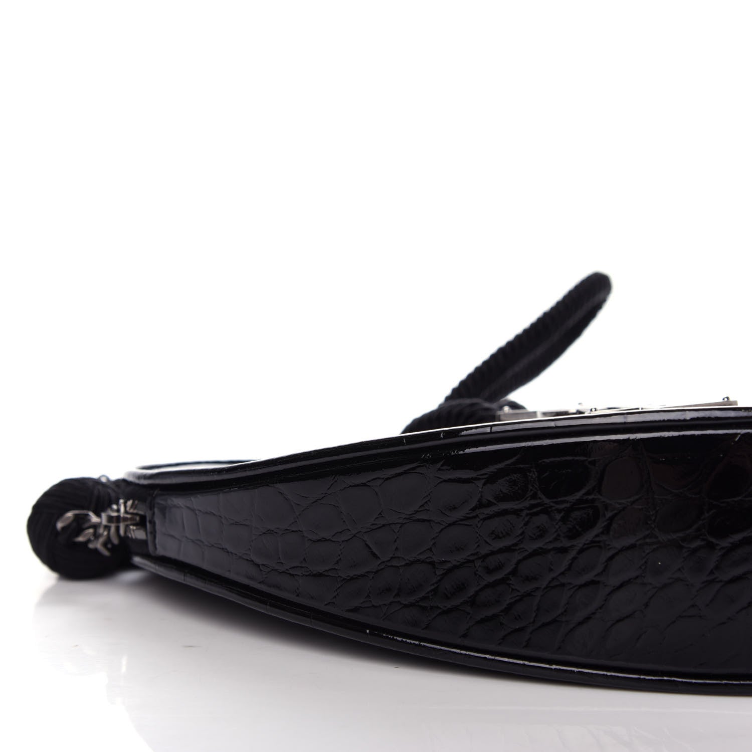 Saint Laurent Patent Crocodile Embossed Sac Coeur Heart Shaped Clutch Black 6 of 8