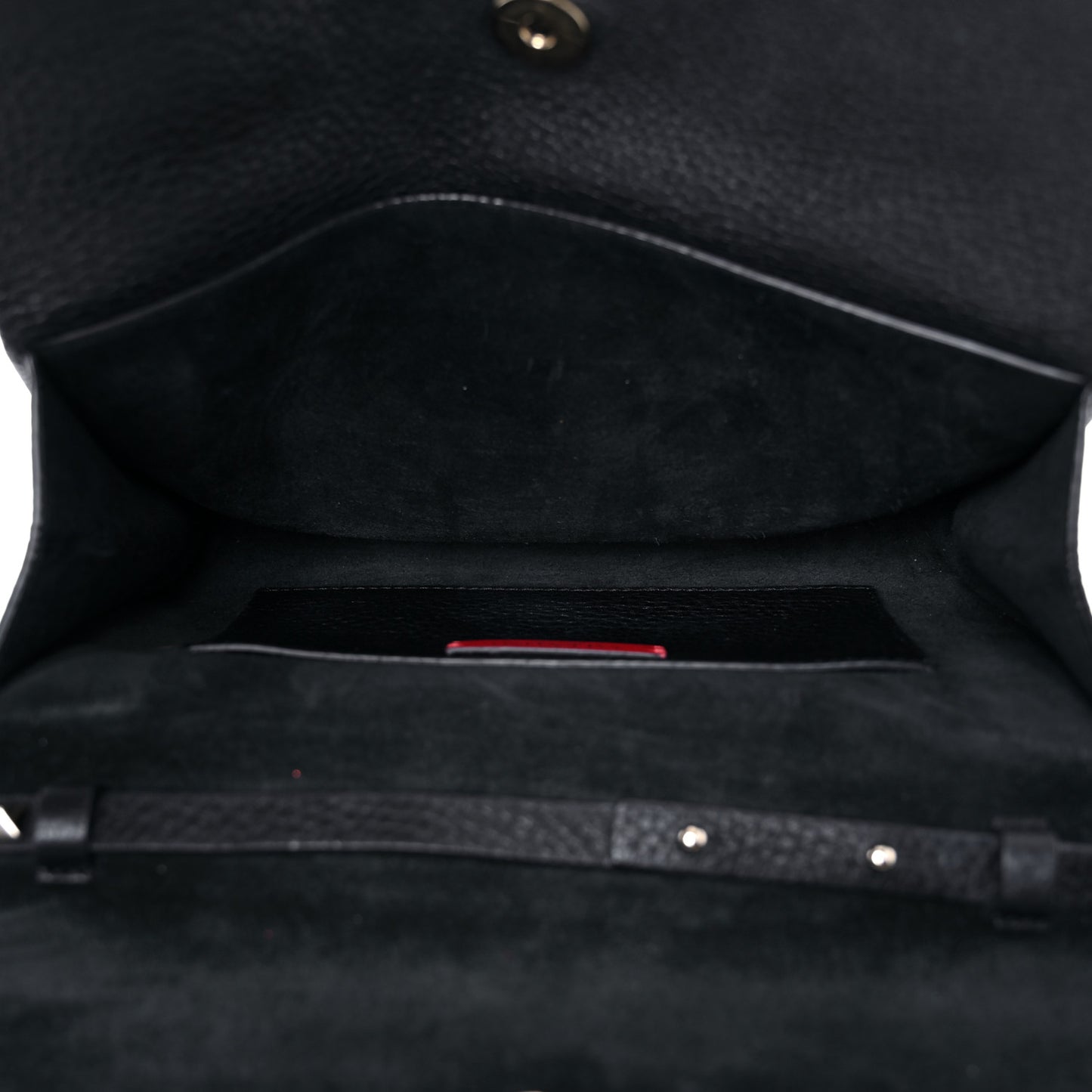 Pebbled Calfskin Rockstud Double Flap Crossbody Bag Black
