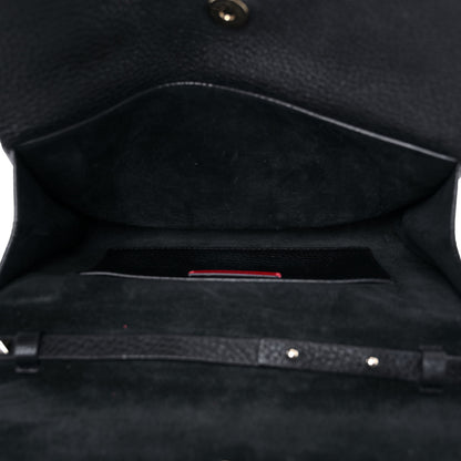Valentino Garavani Pebbled Calfskin Rockstud Double Flap Crossbody Bag Black 5 of 16