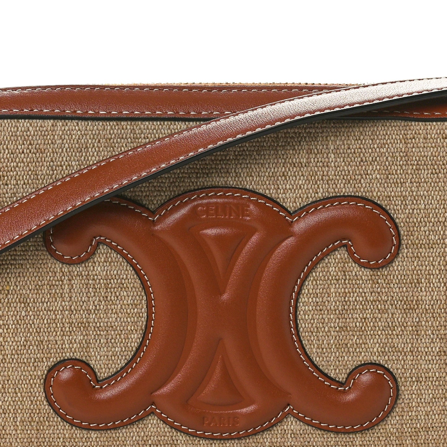 Canvas Calfskin Cuir Triomphe Camera Shoulder Bag Tan