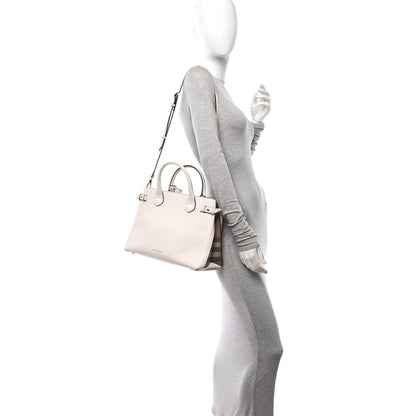 Burberry Derby Calfskin House Check Medium Banner Tote Limestone 2 of 13