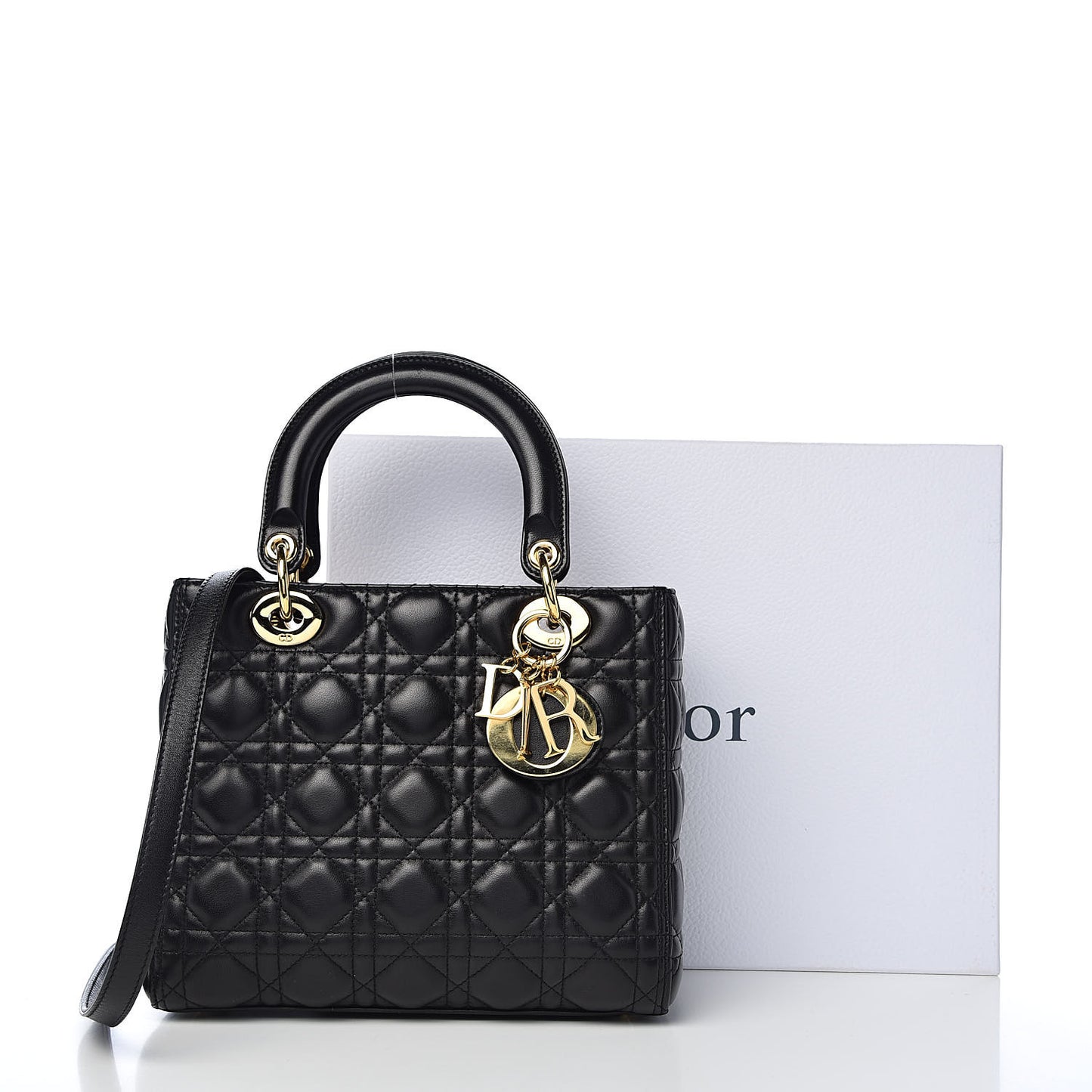 Lambskin Cannage Medium Lady Dior Black