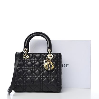 Christian Dior Lambskin Cannage Medium Lady Dior Black 11 of 11